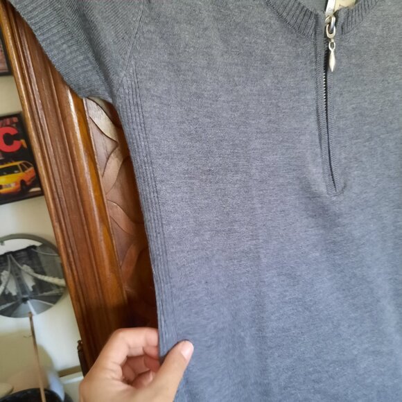 Moral Fiber Zip-Neck Ribbed Tunic Knit Sweater Dress NWT! - Gray, Size XS/Jr. M - Picture 5 of 16